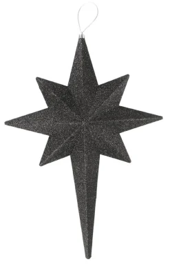 * Stars>20" Black And Silver Glittered Bethlehem Star Shatterproof Christmas Ornament