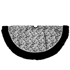 48 Inch And Smaller*Northlight 48" Black And Silver Metallic Flourish Christmas Tree Skirt With Venetian-Style Ruffled Trim