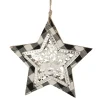 Northlight Stars>5" Black And White Buffalo Plaid Star With Reindeer Christmas Ornament