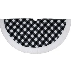 48 Inch And Smaller*Northlight 48" Black And White Buffalo Plaid Christmas Tree Skirt With High Pile Fleece Trim