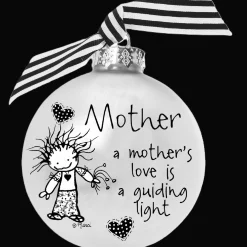 Whitehurst Balls>4" Black And White Christmas Ball Ornament With Mother's Love Print