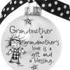 Whitehurst Balls>4" Black And White Christmas Ball Ornament With Grandmother's Love Print