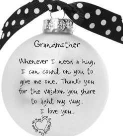 Whitehurst Balls>4" Black And White Christmas Ball Ornament With Grandmother's Love Print