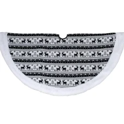 50 Inch And Larger*Northlight 48" Black And White Knitted Reindeer Lodge Round Christmas Tree Skirt