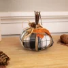 Northlight 5" Black And White Plaid Fall Harvest Plush Pumpkin