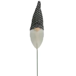 Sprays, Branches & Picks*Northlight 12.5" Black And White Tweed Santa Gnome Head Christmas Pick