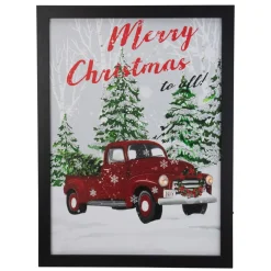 Signs & Plaques*Northlight 15.75" Black Frame Red Vintage Truck Led Wooden Christmas Box