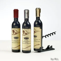 Rite Lite 4.5" Black Gunmetal Bottle Shape Wine Corkscrew Bottle Opener