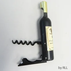 Rite Lite 4.5" Black Gunmetal Bottle Shape Wine Corkscrew Bottle Opener