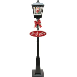 Snow Globes*Northlight 70.75" Black Led Lighted Musical Snowing Santa Christmas Street Lamp