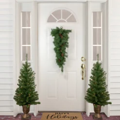 Unlit Teardrops*Northlight 30" Black River Pine Artificial Christmas Swag With Pine Cones, Unlit
