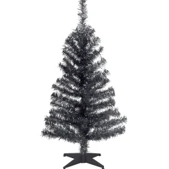 National Tree Company 3 And 3.5 Feet Tall>3' Black Tinsel Artificial Christmas Tree, Unlit