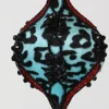 Sterling Pendants & Drops>5" Blue And Black Leopard Print With Glitter Onion Christmas Ornament