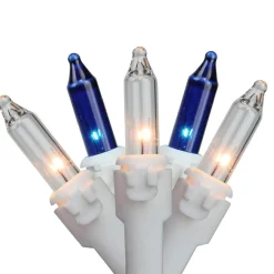 Northlight 50 Blue And Clear Mini Window Curtain Icicle Christmas Lights - 2.6 Ft White Wire