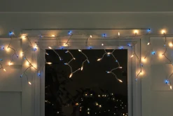 Northlight 50 Blue And Clear Mini Window Curtain Icicle Christmas Lights - 2.6 Ft White Wire