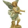 Nativities*Roman 5.75" Blue And Cream White Hand Painted Raphael Angel Nativity Figurine