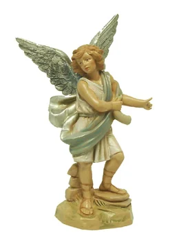 Nativities*Roman 5.75" Blue And Cream White Hand Painted Raphael Angel Nativity Figurine
