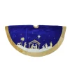 48 Inch And Smaller*Northlight 48" Blue And Gold Nativity Scene Christmas Tree Skirt With Gold Border