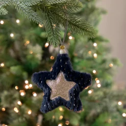 Northlight Stars>5.5" Blue And Gold Plush Star Christmas Ornament