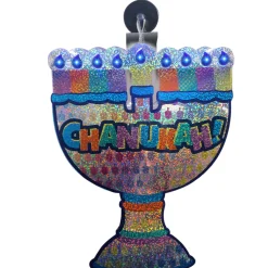 Rite Lite 10" Blue And Orange Battery Operated Led Lighted Shiny "Hanukkah!" Menorah Window Decor