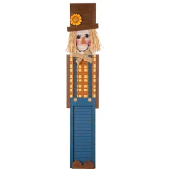 Glitzhome 42" Blue And Orange Painted Scarecrow Thanksgiving Porch Sign