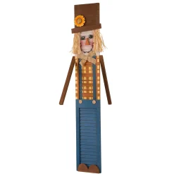 Glitzhome 42" Blue And Orange Painted Scarecrow Thanksgiving Porch Sign
