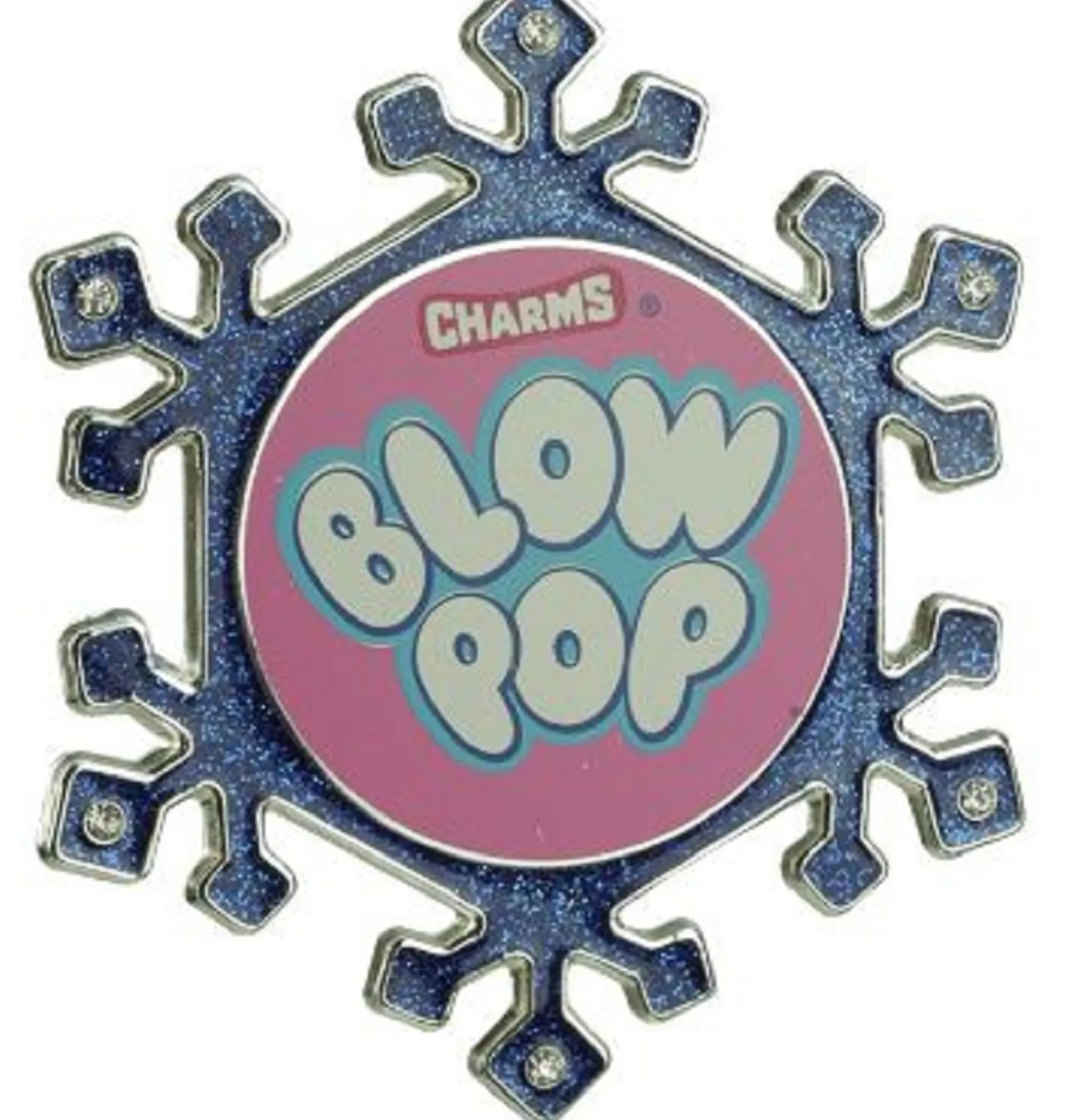 Northlight Food & Beverage>3.25" Blue And Pink Candy Logo Snowflake Christmas Ornament