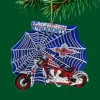 Carlton Cards Collectible>3" Blue And Red American Chopper Motorcycle Glass Christmas Ornament