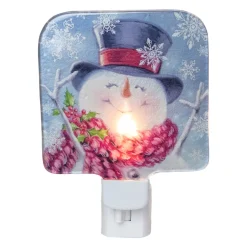 Northlight 4" Blue And Red Glass Snowman Christmas Night Light