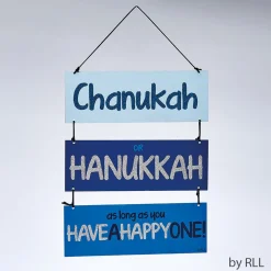 Rite Lite 14" Blue And Silver Glittered Hanukkah Wall Sign