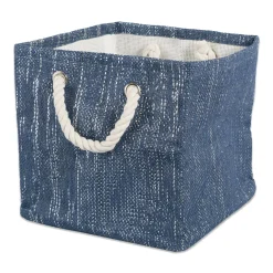 Contemporary Home Living 11" Blue And Silver Multi-Purpose Storage Bin