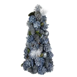 Table Top Pieces*Northlight 15" Blue And Silver Pinecone Artificial Tabletop Christmas Cone Tree