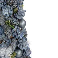 Table Top Pieces*Northlight 15" Blue And Silver Pinecone Artificial Tabletop Christmas Cone Tree