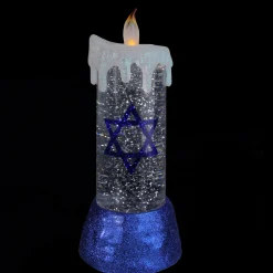 Melrose 13" Blue And White Battery Operated Star Of David Led Hanukkah Candle
