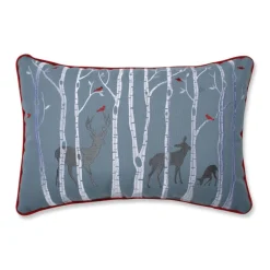 Pillows & Throws*Pillow Perfect 18.5" Blue And White Christmas Woodland Deer Rectangular Throw Pillow