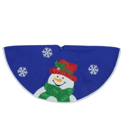 Mini Tree Skirts*Northlight 20" Blue And White Embroidered Snowman Mini Christmas Tree Skirt