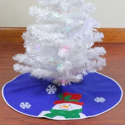 Mini Tree Skirts*Northlight 20" Blue And White Embroidered Snowman Mini Christmas Tree Skirt