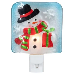 Northlight 6" Blue And White Glass Snowman Christmas Night Light