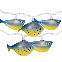 Dennis East 10 Blue And Yellow Fish Mini Summer Patio String Lights – 8.5 Ft Green Wire