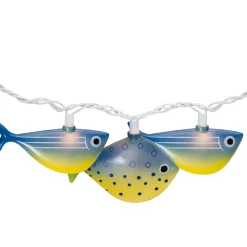Dennis East 10 Blue And Yellow Fish Mini Summer Patio String Lights – 8.5 Ft Green Wire