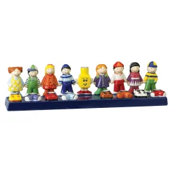 Rite Lite 12.5" Blue And Yellow Hand Painted Friends Hanukkah Menorah