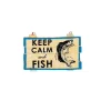 Midwest Hobbies>3.25" Blue, Beige, And Black Faux Wood "Keep Calm And Fish" Christmas Ornament