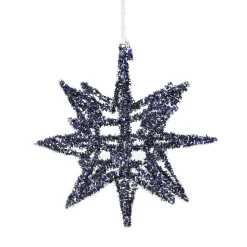 Northlight Stars>7" Blue Geometric Starburst Hanging Christmas Ornament