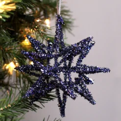 Northlight Stars>7" Blue Geometric Starburst Hanging Christmas Ornament
