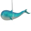 Northlight Animals>6" Blue Glass Glittered Whale Christmas Ornament