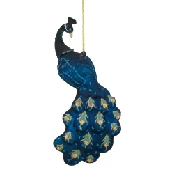 Northlight Animals>6" Blue Glittered Peacock Glass Christmas Ornament