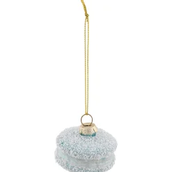 Northlight Food & Beverage>2" Blue Macaroon With Sugar Glass Christmas Ornament
