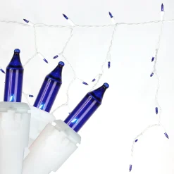 Northlight 50 Blue Mini Window Curtain Icicle Christmas Lights - 2.6 Ft White Wire