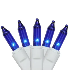 Northlight 50 Blue Mini Window Curtain Icicle Christmas Lights - 2.6 Ft White Wire