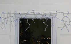 Northlight 50 Blue Mini Window Curtain Icicle Christmas Lights - 2.6 Ft White Wire